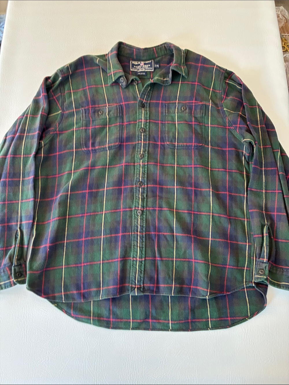 Ralph Lauren Green and Navy Plaid Button-Down Shirt